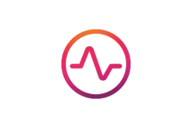 Logo featuring a stylized heartbeat line within a circular design