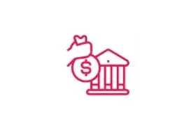 Icon of a bank building with a money bag