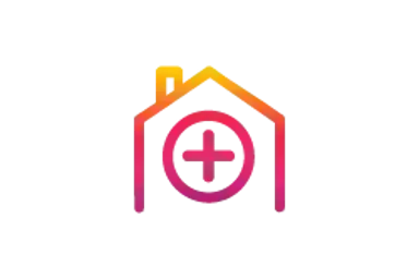 Logo featuring a house with a medical cross symbol