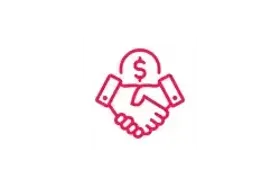 Icon of a handshake with a dollar sign above it