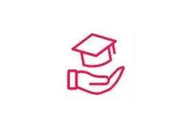 Icon of a hand holding a graduation cap